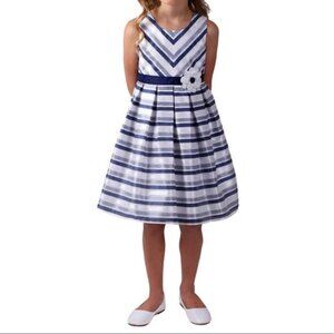Jona Michelle girls strip sleeveless tie button back closure fit flare dress 7